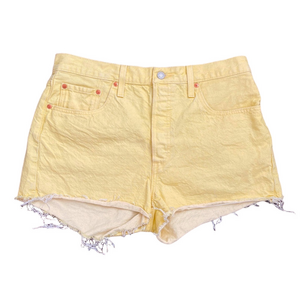 Levi's 501 Shorts cutoff Yellow Denim Women's Shorts festival summer cute bright